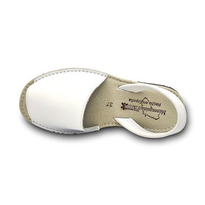 Womens Leather Menorcan Sandals Padded Insole 55010 White, by Pisable