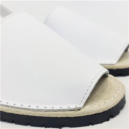 Womens Leather Menorcan Sandals Padded Insole 55010 White, by Pisable
