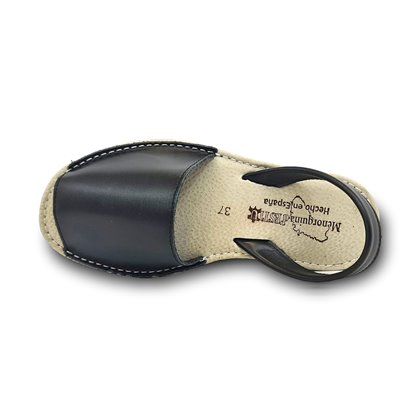 Womens Leather Menorcan Sandals Padded Insole 55010 Black, by Pisable