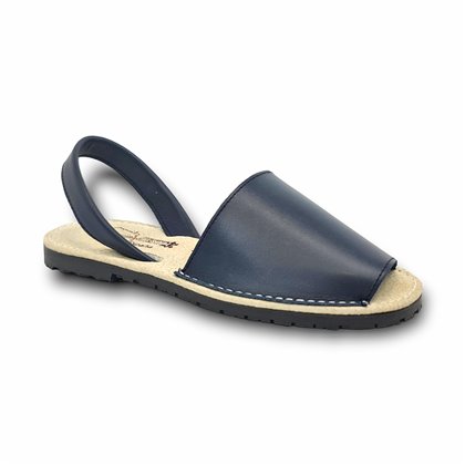 Womens Leather Menorcan Sandals Padded Insole 55010 Navy, by Pisable