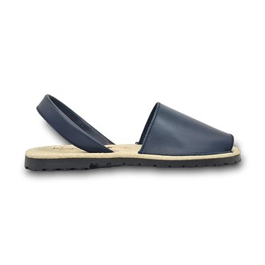Womens Leather Menorcan Sandals Padded Insole 55010 Navy, by Pisable