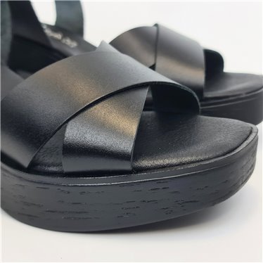 Womens Medium Heeled Engraved Leather Mule Sandals Padded Insole 270 Black, by Amelie