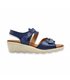 Womens Leather Low Wedged Sandals Velcro Padded Insole 855-1 Navy, by Amelie