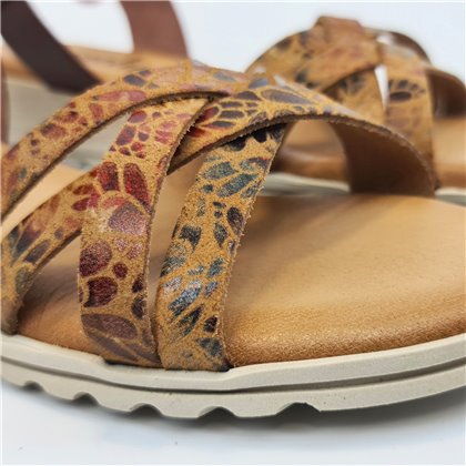 Womens Leather Low Wedged Comfort Sandals Padded Insole 291 Leather, by Amelie