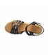 Womens Leather Low Wedged Sandals Padded Insole 7043 Black, by Blusandal