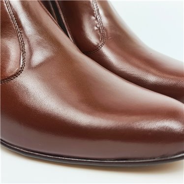 Mens Leather Flamenco Dancer Nailless Cuban Heel Ankle Boots Leather Sole 50MY Mahogany, by Calzados Moya