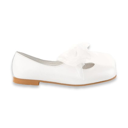 Girl's Ceremony Pearly Leather Mary-Janes Satin Ribbon 996 White, by AngelitoS