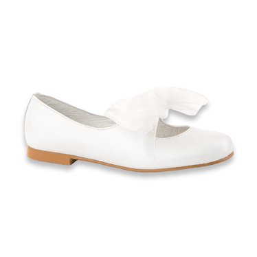 Girl's Ceremony Pearly Leather Mary-Janes Satin Ribbon 996 White, by AngelitoS