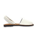 Womens Leather Flat Avarca Menorcan Sandals Padded Insole 2201 White, by C. Ortuño