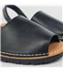 Womens Leather Flat Avarca Menorcan Sandals Padded Insole 2201 Black, by C. Ortuño