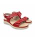 Womens Leather Low Wedged Comfort Sandals Removable Insole and Velcro 1171 Red, by Amelie