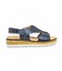 Womens Openwork Leather Low Wedged Comfort Sandals Removable Insole Velcro 1211 Navy, by Amelie