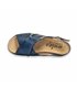 Womens Crossed Vamp Leather Low Wedged Sandals Removable Insole 1206 Navy, by Amelie