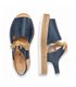 Woman Leather Menorcan Sandals Platform Padded Insole 1244 Navy Blue, by Eva Mañas