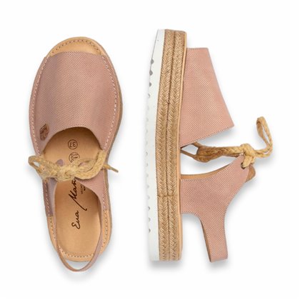 Woman Leather Menorcan Sandals Platform Padded Insole 1244 Nude, by Eva Mañas