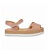 Womens Engraved Leather Menorcan Sandals Platform Buckle and Padded Insole 1247 Nude, by Eva Mañas