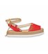 Womens Engraved Leather Menorcan Sandals Platform Strings and Padded Insole 1249 Red, by Eva Mañas