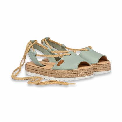 Womens Leather Menorcan Sandals Platform Strings and Padded Insole 1248 Sky Blue, by Eva Mañas