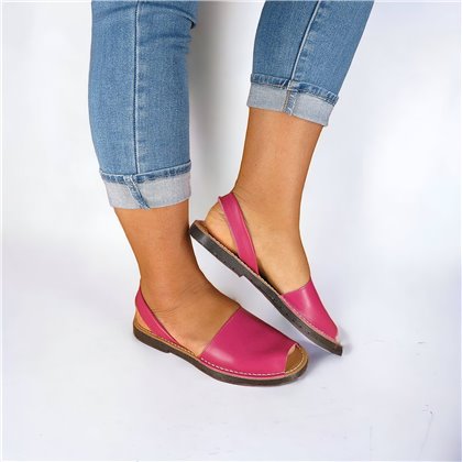 Woman Leather Basic Menorcan Sandals 201-S Fuchsia, by C. Ortuño