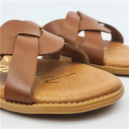 Sandalias Planas Mujer Piel Corte Trenzado Y Plantilla Acolchada 1601 Cuero, de Blusandal