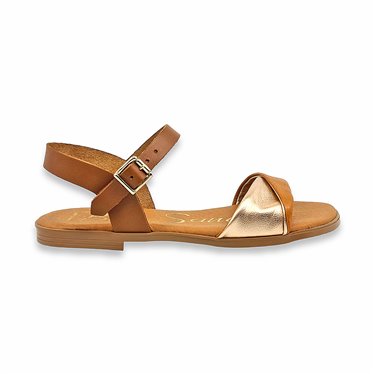 Womens Flat Leather Sandals Buckle & Padded Insole 916 Leather, by Blusandal