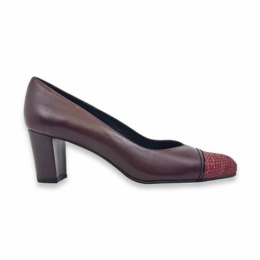 Womens Leather Comfort Pumps Leather and Gel Insole 73090 Burgundy, by Zany