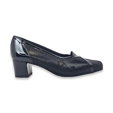 Woman Leather and Lycra Comfort Pumps Leather and gel insole 73041 Black, by Zany