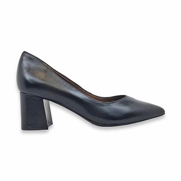 Woman Ful Leather Pumps Wide Heel 410 Black, by Classyco