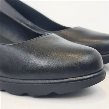 Womens Wedged Leather Ballerinas 9580 Black, by Casual