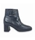 Womens Leather Comfort Ankle Boots Straight Heel Zipper and Buckle DAMI20 Black, by Desiree