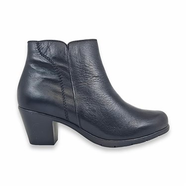 Womens Soft Leather Comfort Booties Cuban Heel Zipper 70476 Black, by Tupié