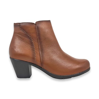 Womens Soft Leather Comfort Booties Cuban Heel Zipper 70476 Leather, by Tupié