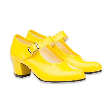 Womens/Girls Flamenco Dance Shoes Mary Jane Style 302 Yellow, by Angelitos