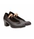 Zapatos De Flamenca Profesional Niña/Mujer Piel Napa Tipo Salón Con Elástico Clavos Y Chapas 303 Negro, de Angelitos