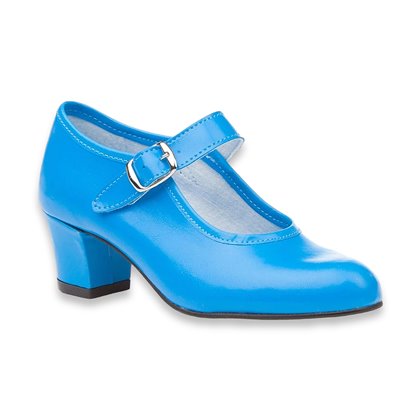 Womens/Girls Flamenco Dance Shoes Mary Jane Style 302 Blue, by Angelitos