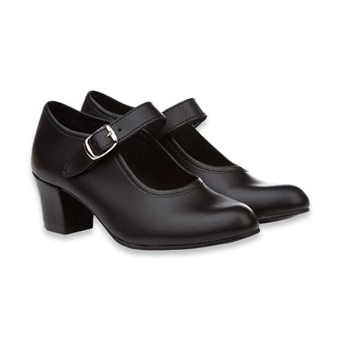 Zapatos De Flamenca Niña/Mujer Tipo Salón Con Pulsera Y Hebilla 302 Negro, de Angelitos