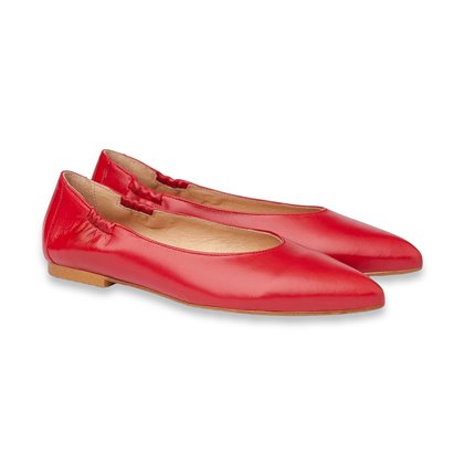 Flexible Women's Ballerina Flats in Soft Nappa Leather, Leather and Gel Insole 1480 Red, by Eva Mañas