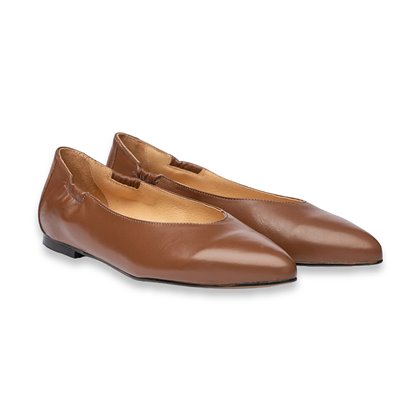 Flexible Women's Ballerina Flats in Soft Nappa Leather, Leather and Gel Insole 1480 Mink, by Eva Mañas
