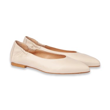 Flexible Women's Ballerina Flats in Soft Nappa Leather, Leather and Gel Insole 1480 Beige, by Eva Mañas