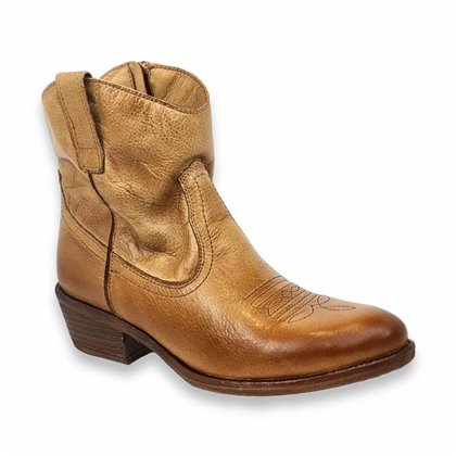 Women's Nappa Leather Cowboy Boots with Cuban Heel Triana Toasted, by Bouttye