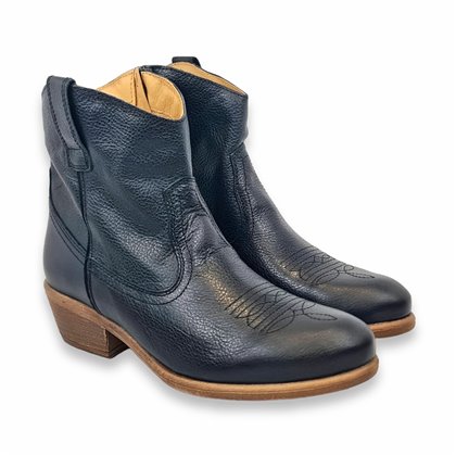 Women's Nappa Leather Cowboy Boots with Cuban Heel Triana Black, by Bouttye