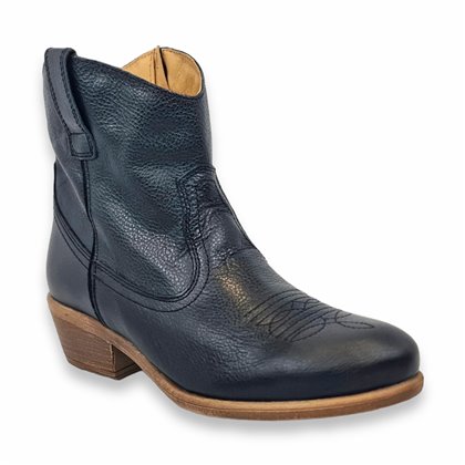 Women's Nappa Leather Cowboy Boots with Cuban Heel Triana Black, by Bouttye