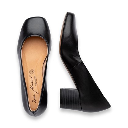 Womens Soft Nappa Leather Comfort Pumps Leather and Gel Insole 1478 Black, by Eva Mañas