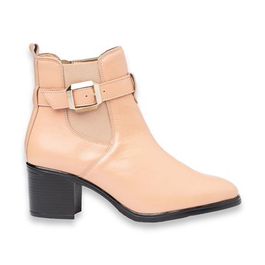Womens Soft Nappa Leather Chelsea Ankle Boots with Buckle Leather and Gel Insole 1301 Nude, by Eva Mañas
