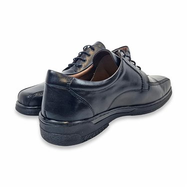 Men's Diabetic Shoes Nappa Leather Lace-Up Non-Slip Sole and Removable Insole 6987 Black, by Primocx