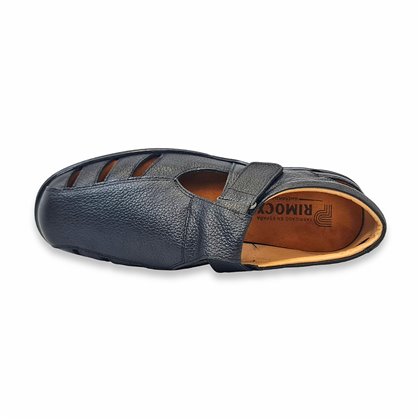 Men's Diabetic Sandals Engraved Leather Non-Slip Sole and Removable Insole SANDAL Black, by Primocx