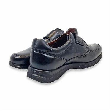 Zapatos Ancho Especial Hombre Piel Napa Velcro Plantilla Extraíble 1252 Negro, de Éxodo