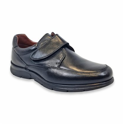Zapatos Ancho Especial Hombre Piel Napa Velcro Plantilla Extraíble 1252 Negro, de Éxodo