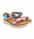 Womens Metallic Leather Low Wedged Sandals Padded Insole 166 Multicolor, by Blusandal