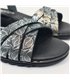 Womens Leather Low Wedged Comfort Sandals Padded Insole 291 Black, by Amelie